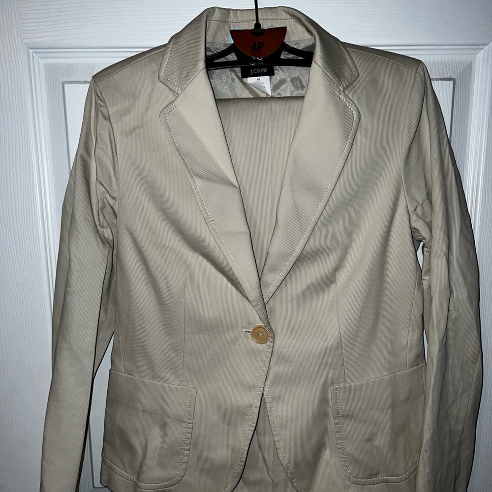 J Crew Tan Pant Suit- size 4 Petite